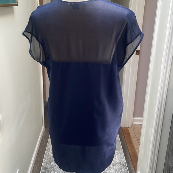 Vince silk and sheer blouse navy and black - Picture 2 of 3